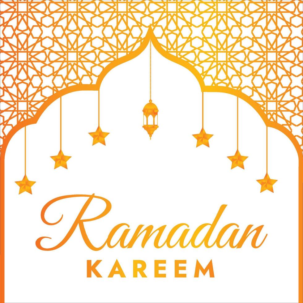 um lindo cartão de saudação, banner ou pôster do ramadã mubarak com lâmpada de suspensão decorada. eid mubarak. padrão de ouro árabe, porta de mesquita dourada com padrão islâmico para ramadan kareem vetor