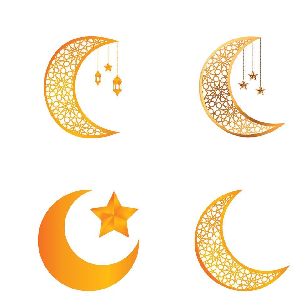 fundo de Ramadã Mubarak. design de cartão de saudação ramadan mubarak com ilustração vetorial de meia lua. ilustração vetorial de meia lua. ilustração de meia lua com cor dourada. vetor
