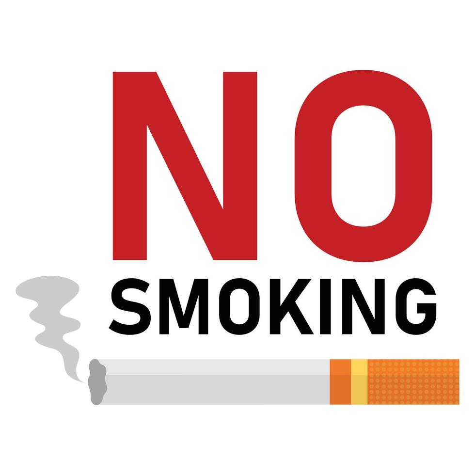 não fumar design de modelo vetorial com efeito de texto preto e vermelho e cigarro em um fundo branco. não fumar ilustração vetorial de sinal. vetor