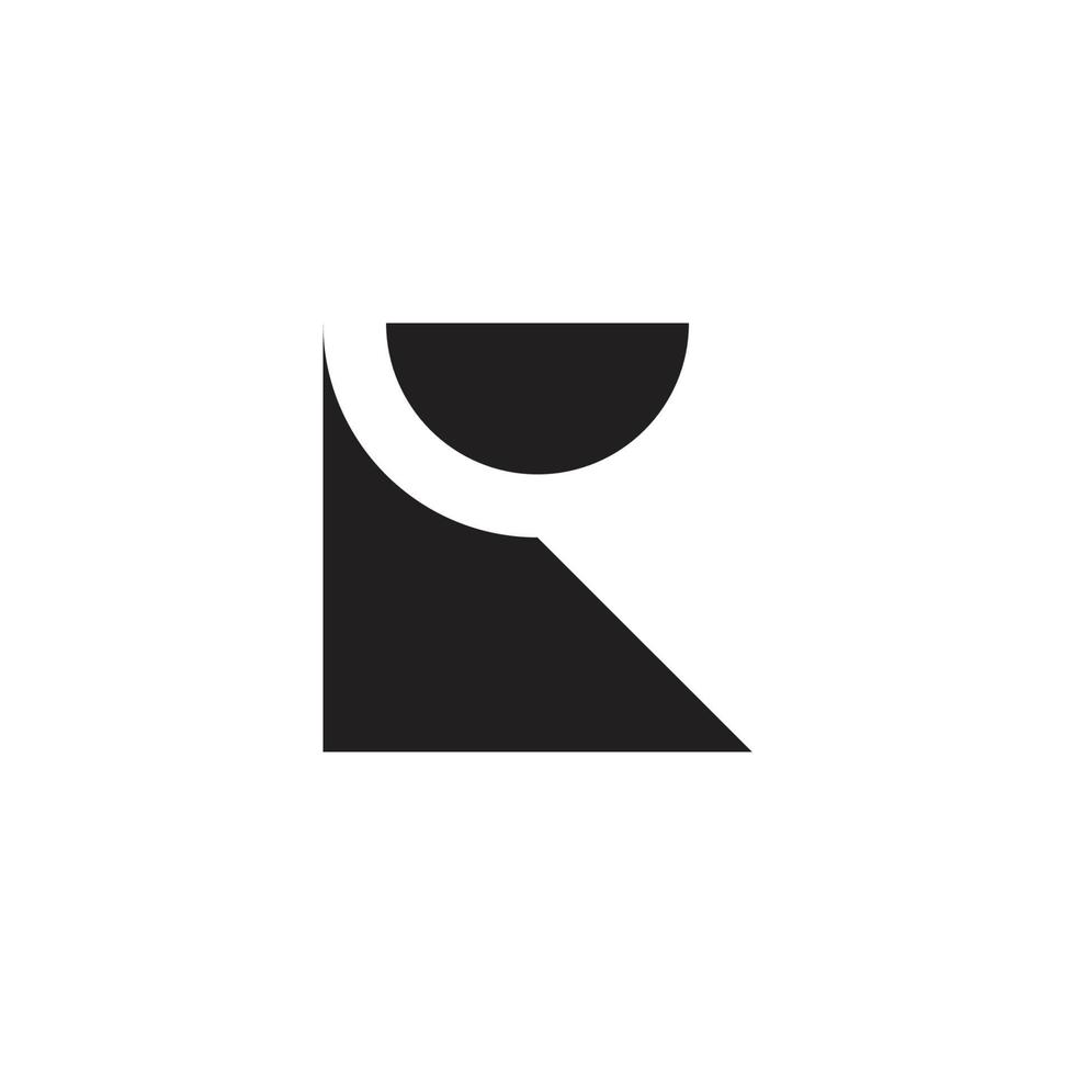 letra ru vetor de logotipo de espaço negativo geométrico simples