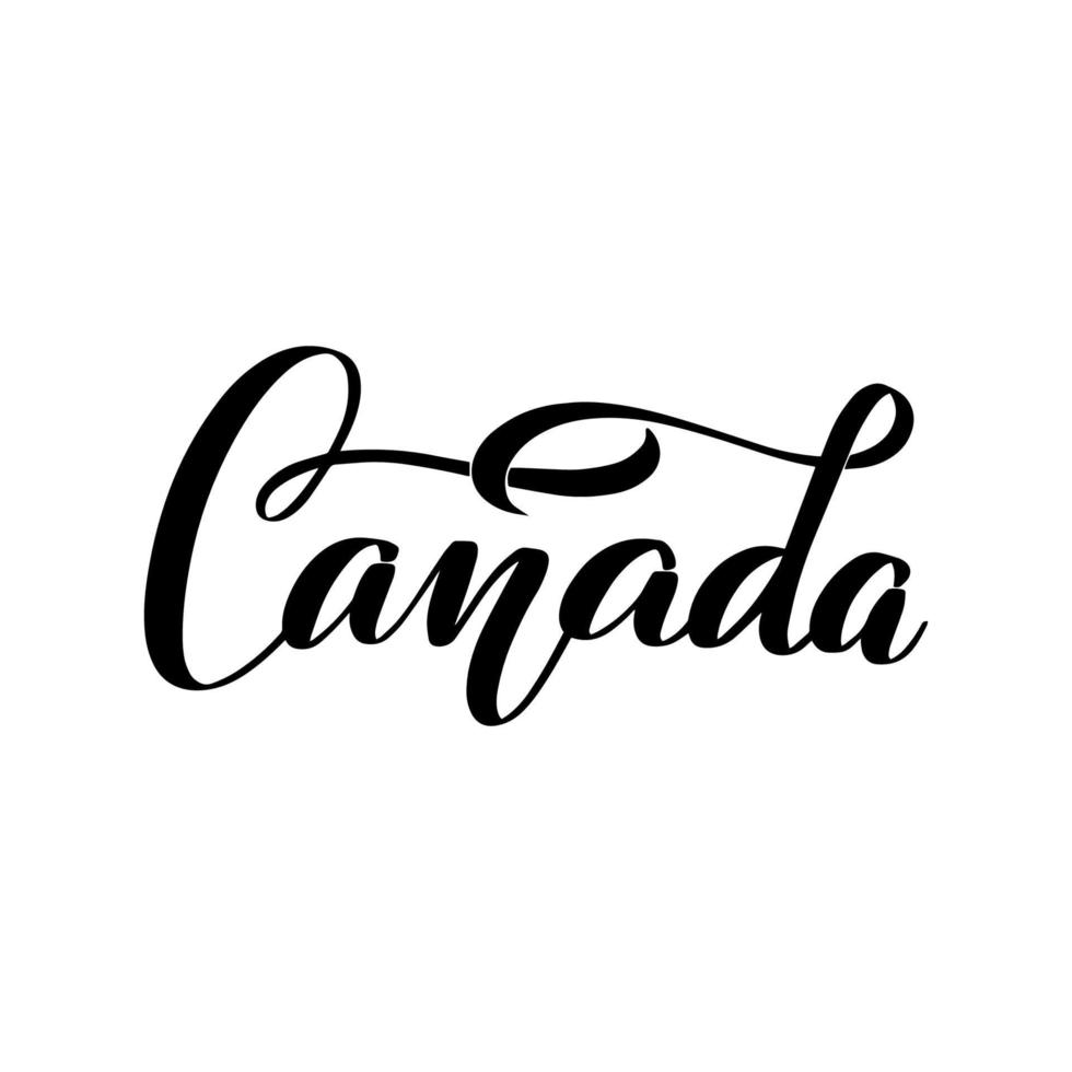 letras de pincel manuscritas inspiradoras canadá. ilustração vetorial de caligrafia isolada no fundo branco. tipografia para banners, crachás, cartão postal, camiseta, estampas, cartazes. vetor