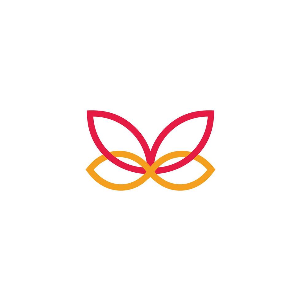 vetor de símbolo de estilo colorido de linha sobreposta abstrata de borboleta