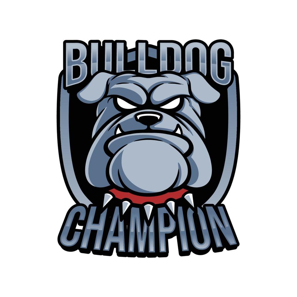 logotipo de cabeça de buldogue para esporte e esport isolado no fundo branco vetor