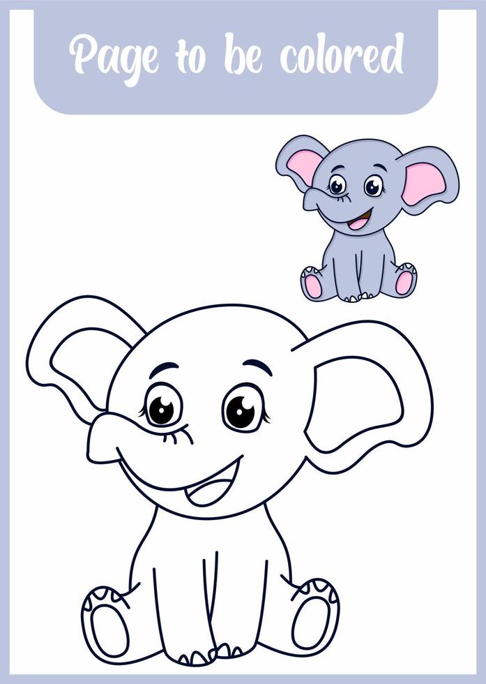 livro de colorir para crianças, elefantes fofos vetor