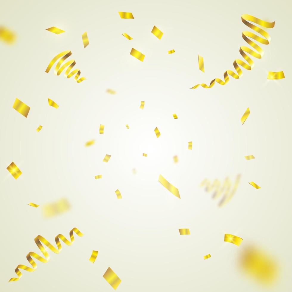 ilustração em vetor de serpentinas de festa dourada e confetes. explosão de confete