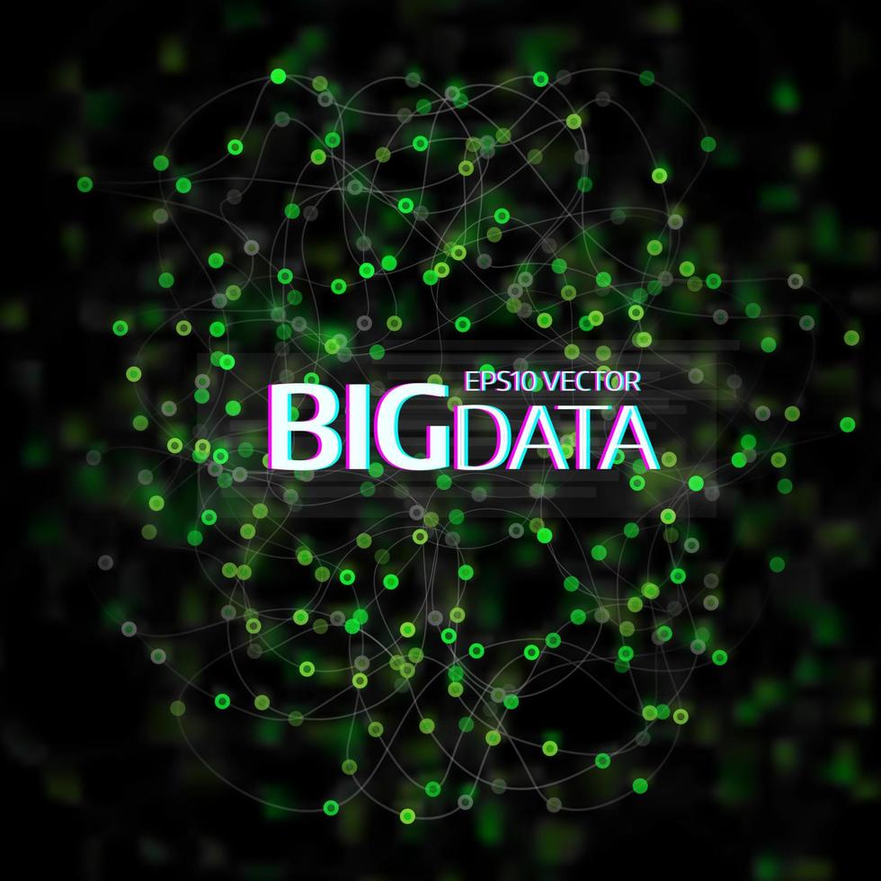 visualização de big data. fundo abstrato com matriz de pontos e linhas vetor