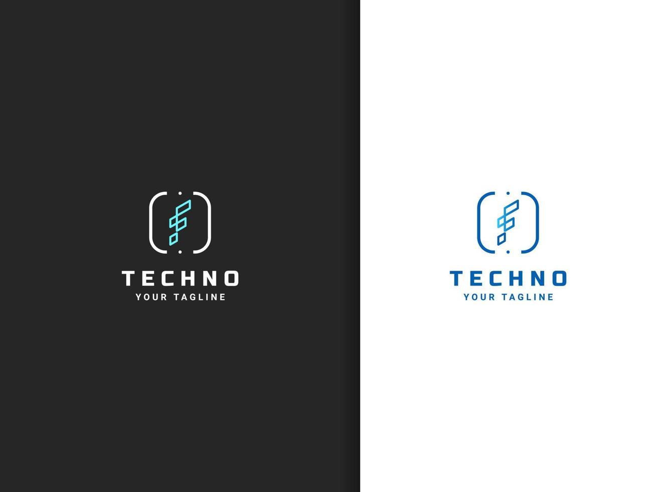 design de logotipo techno, estilo de linha vetor