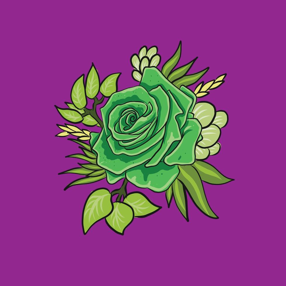 linda flor rosa verde. ilustração vetorial vetor