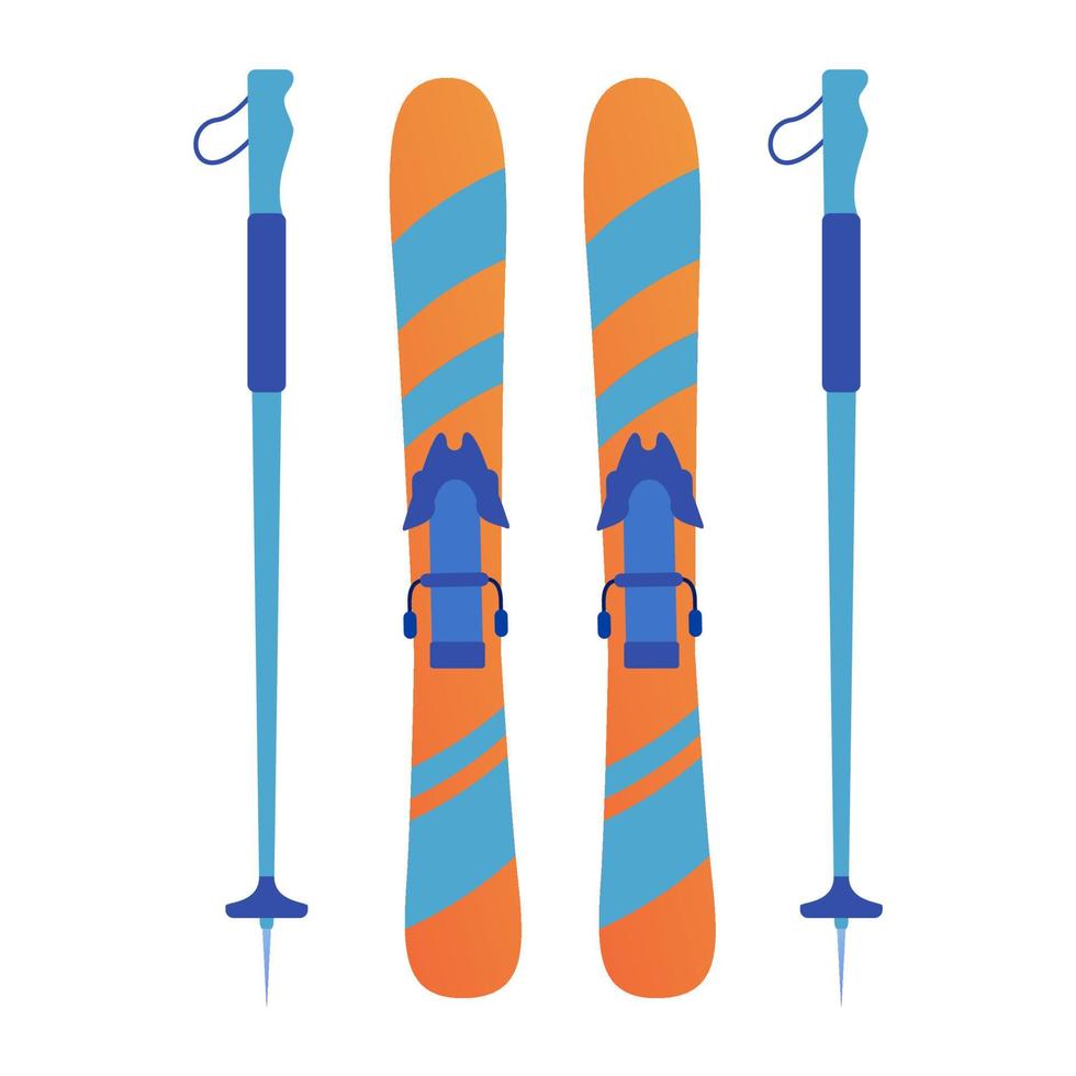 ski equipment.mountain de esporte de inverno e stick.ski resort.isolated em ilustração vetorial de fundo branco plana. vetor