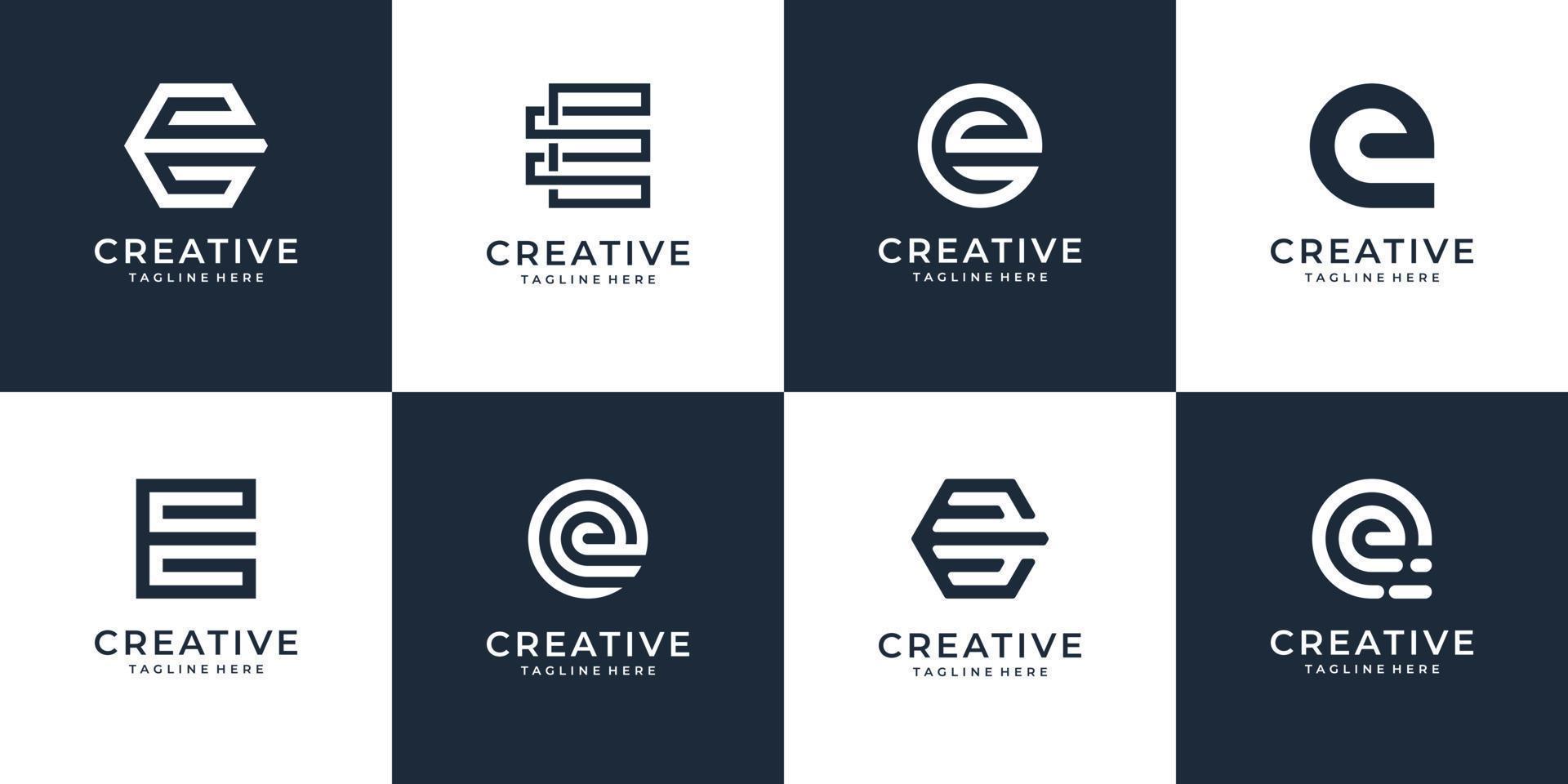conjunto de conceito de design de logotipo de letra e monograma criativo vetor