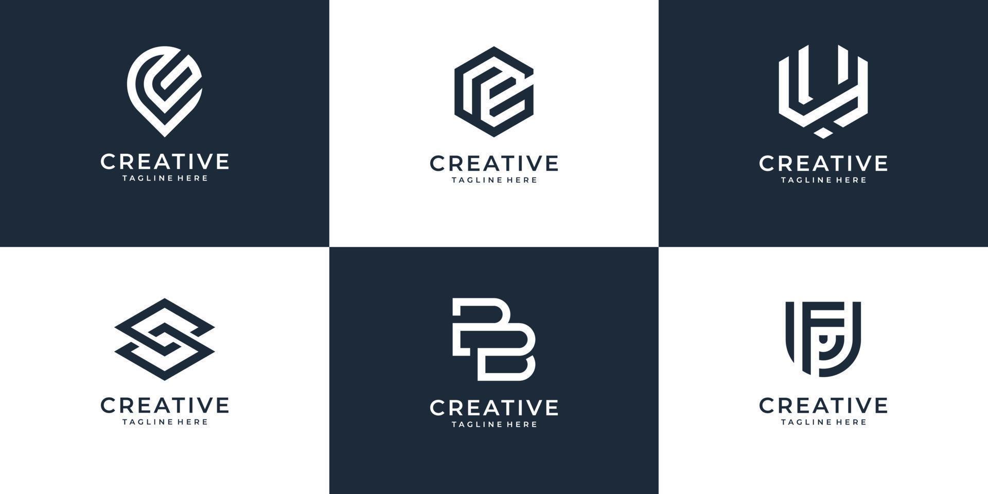 conjunto de modelo de coleção de design de logotipo para negócios de tecnologia vetor