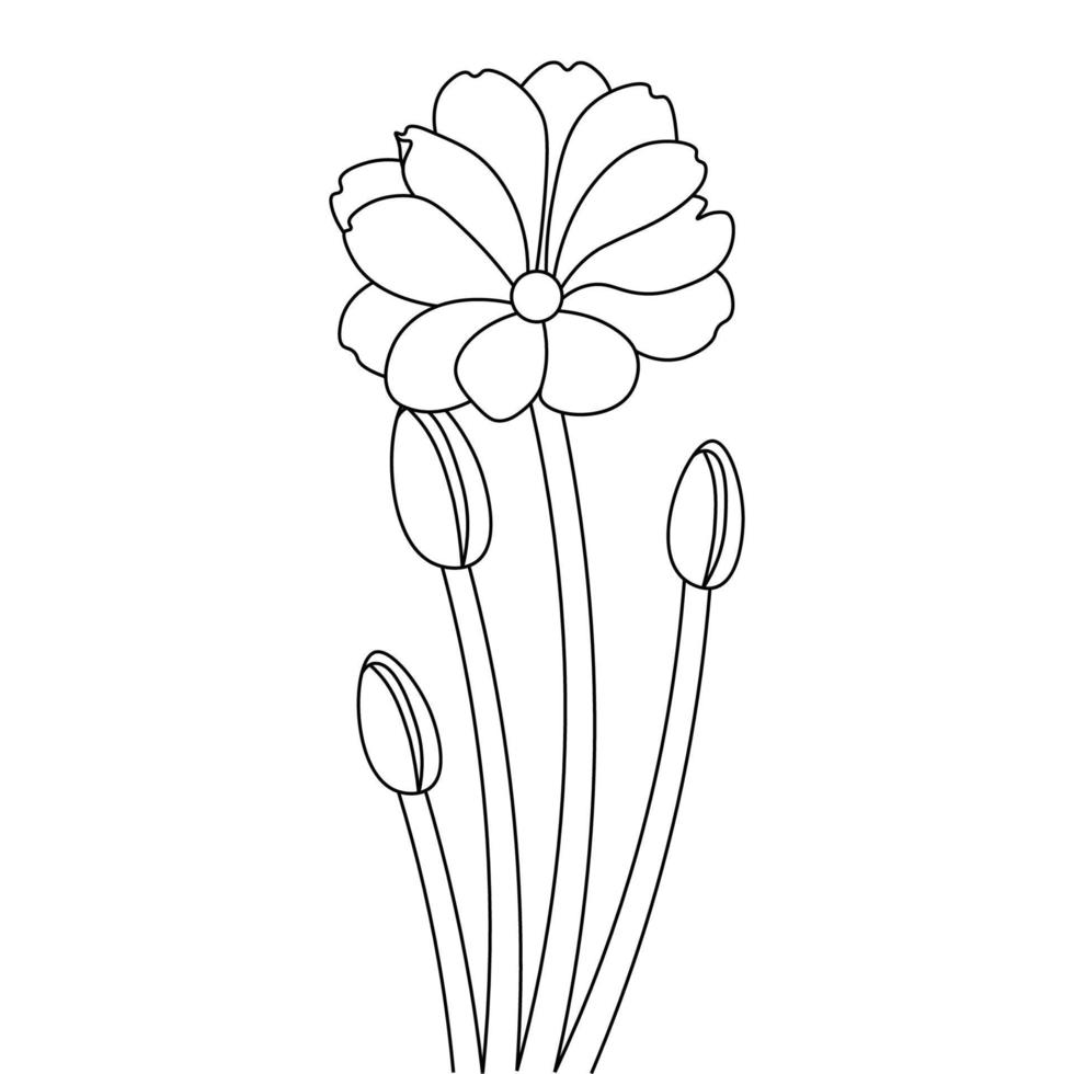 gráfico desenhado à mão de elementos de desenho de página para colorir de flor de flor vetor