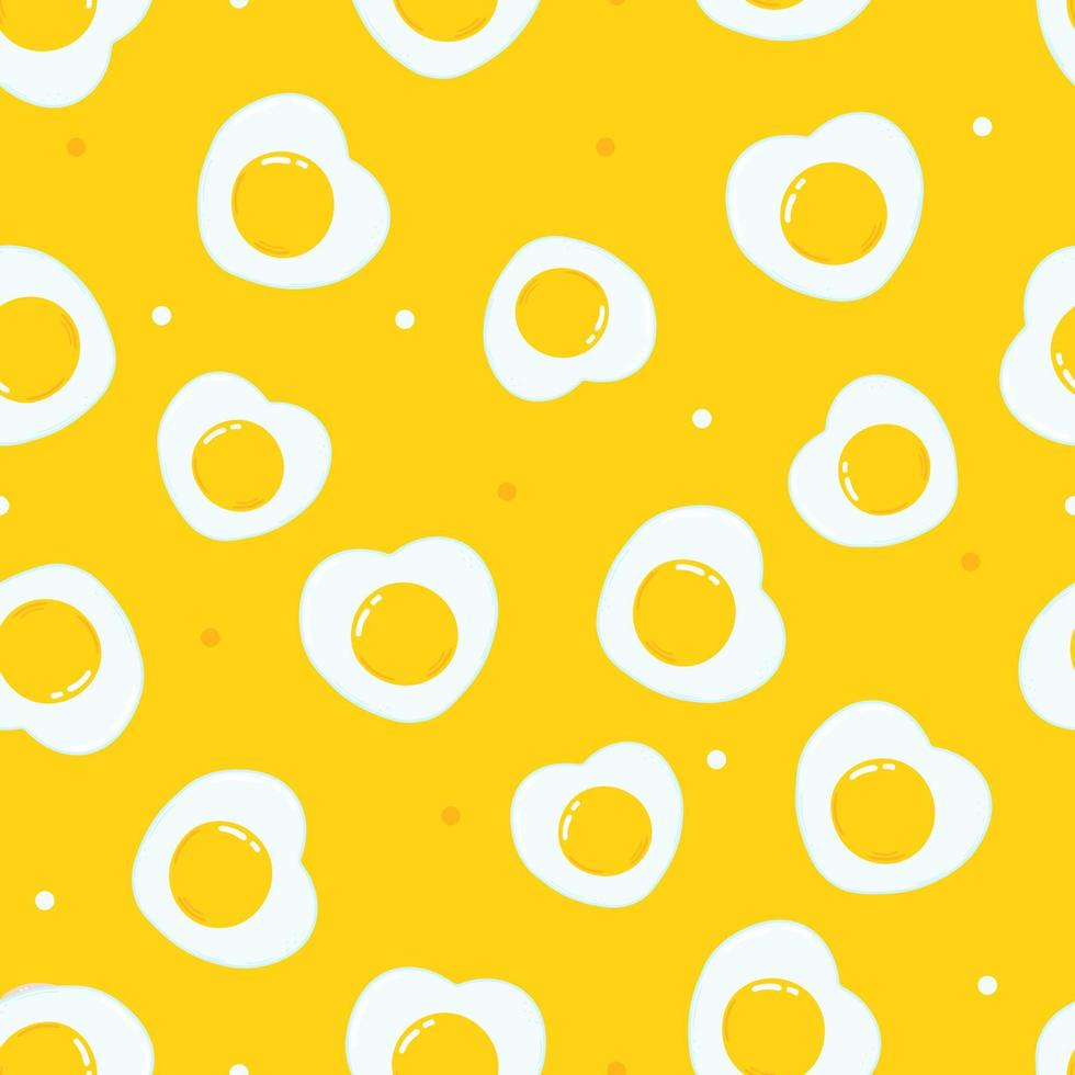 personagem de padrão amarelo de ovo frito engraçado bonito. vetor mão desenhada ícone de ilustração de personagem kawaii dos desenhos animados. conceito de personagem de ovo frito