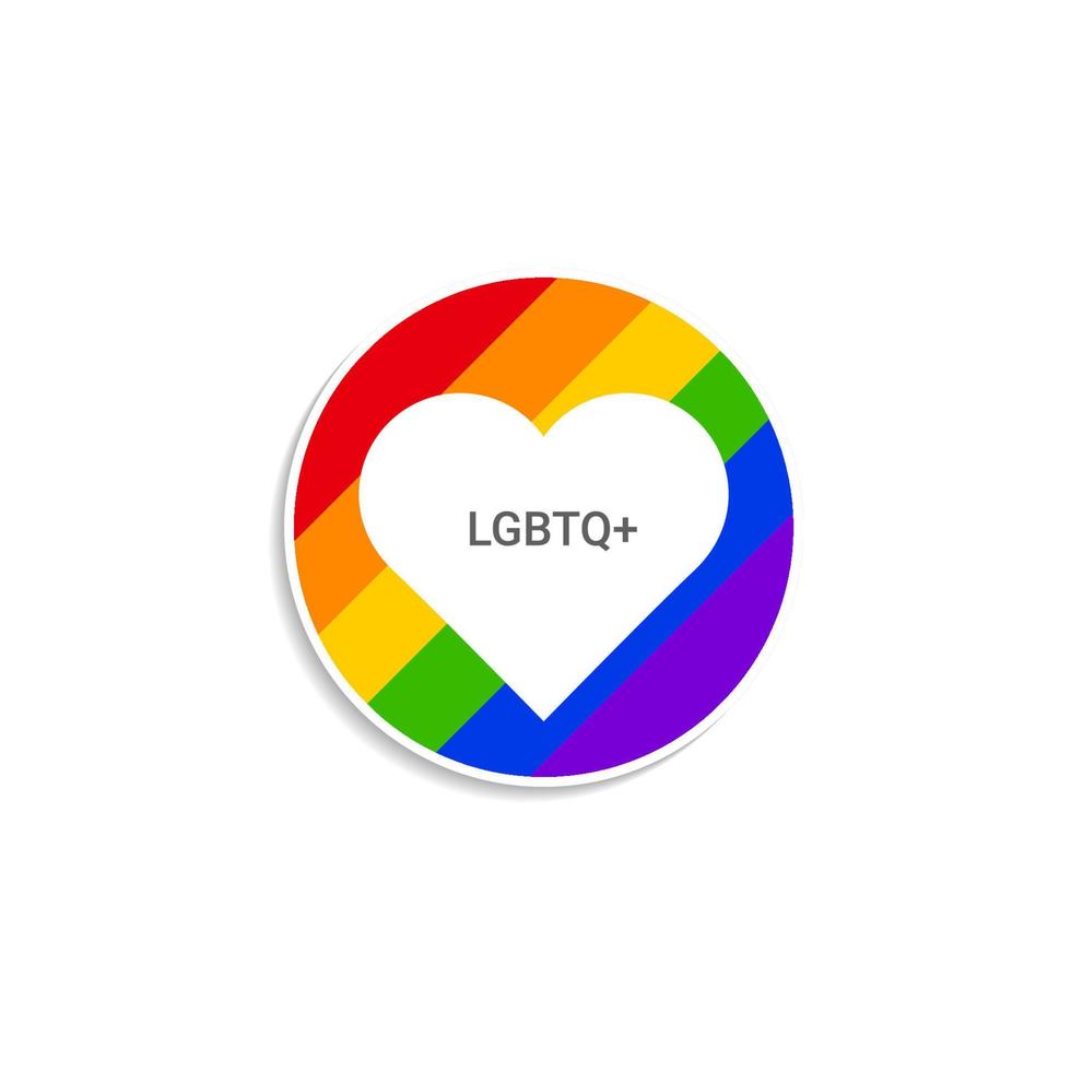 lgbtq coração forma amor círculo adesivo sinal orgulho na diversidade vetor