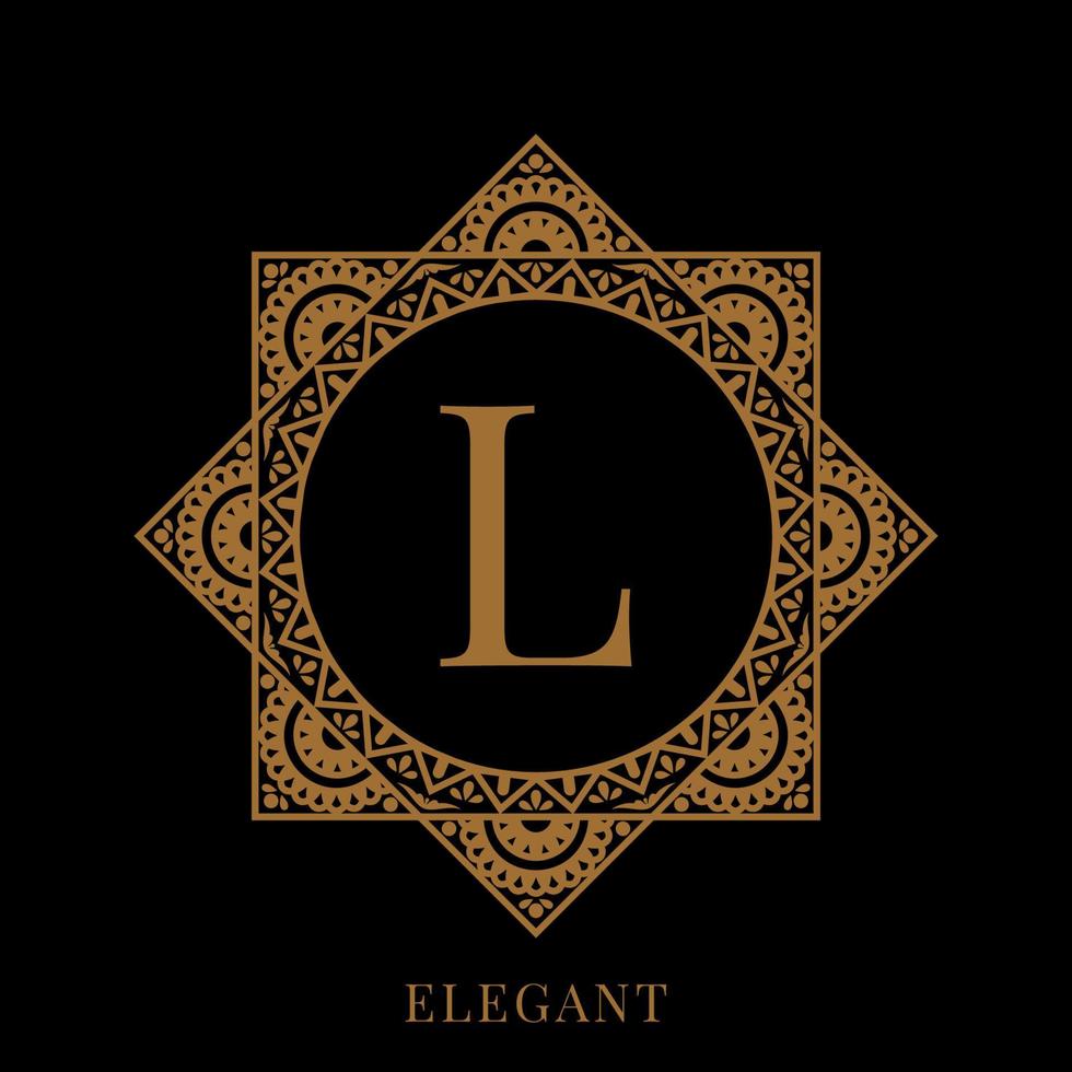 modelo de logotipo de mandala elegante letra l vetor