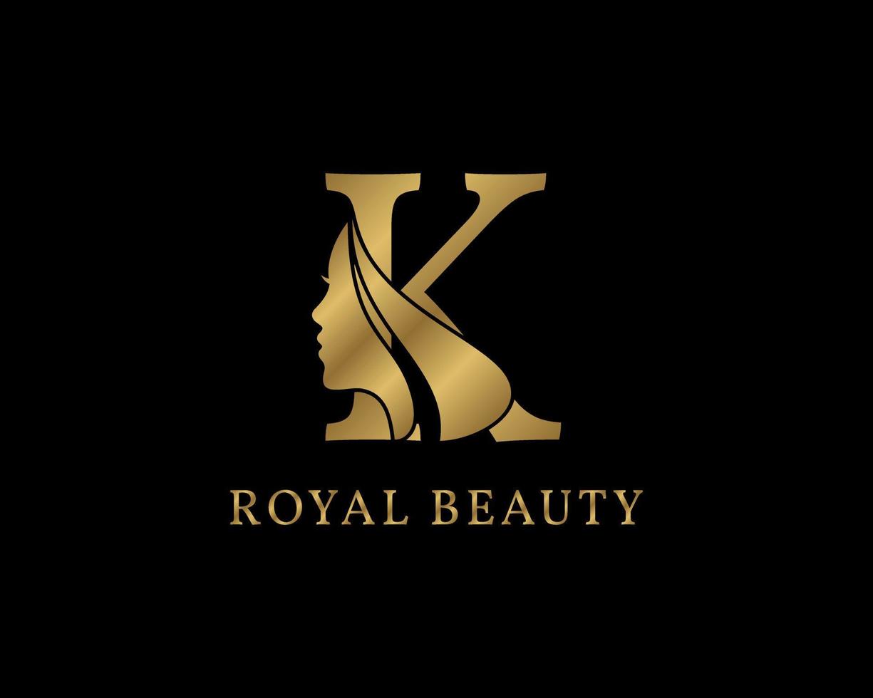 decoração de rosto de beleza de letra k luxuosa para logotipo de cuidados de beleza, imagem de marca pessoal, maquiador ou qualquer outra marca e empresa real vetor