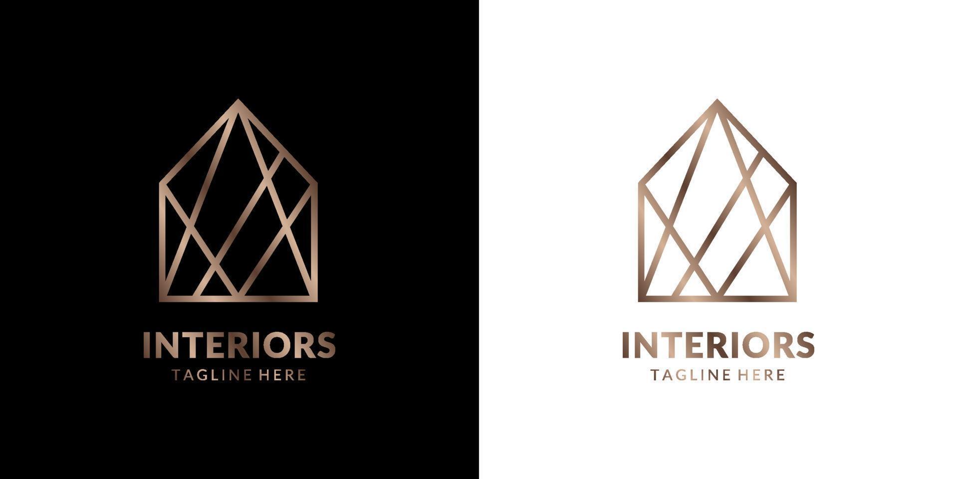 logotipo de casa de arte de linha abstrata minimalista e elegante para imóveis, construção, interior, decoração de casa exterior vetor