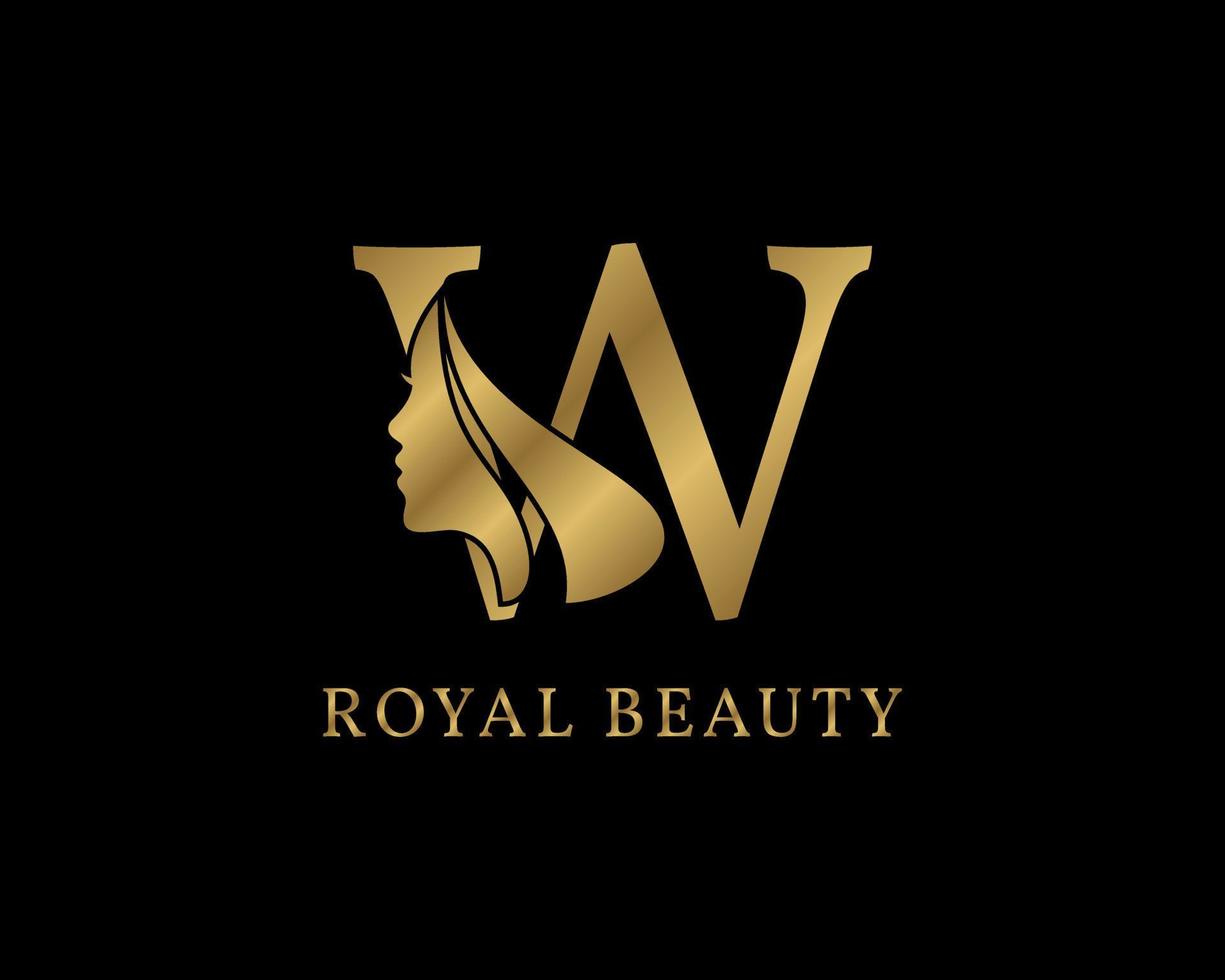 decoração de rosto de beleza letra w luxuosa para logotipo de cuidados de beleza, imagem de marca pessoal, maquiador ou qualquer outra marca e empresa real vetor