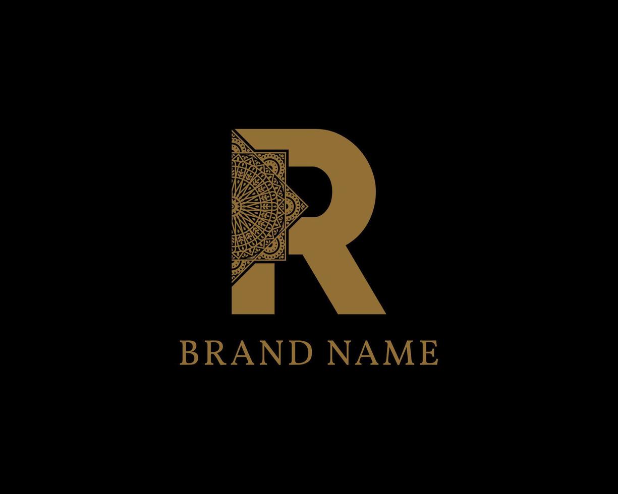 letra r mandala royal vintage logotipo decorativo vetor