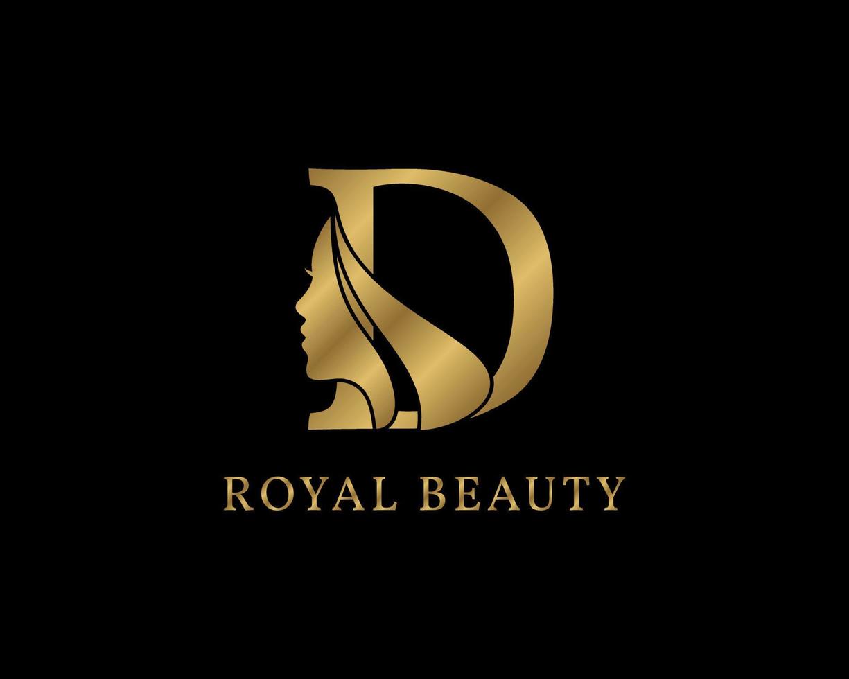 decoração de rosto de beleza letra d luxuosa para logotipo de cuidados de beleza, imagem de marca pessoal, maquiador ou qualquer outra marca e empresa real vetor