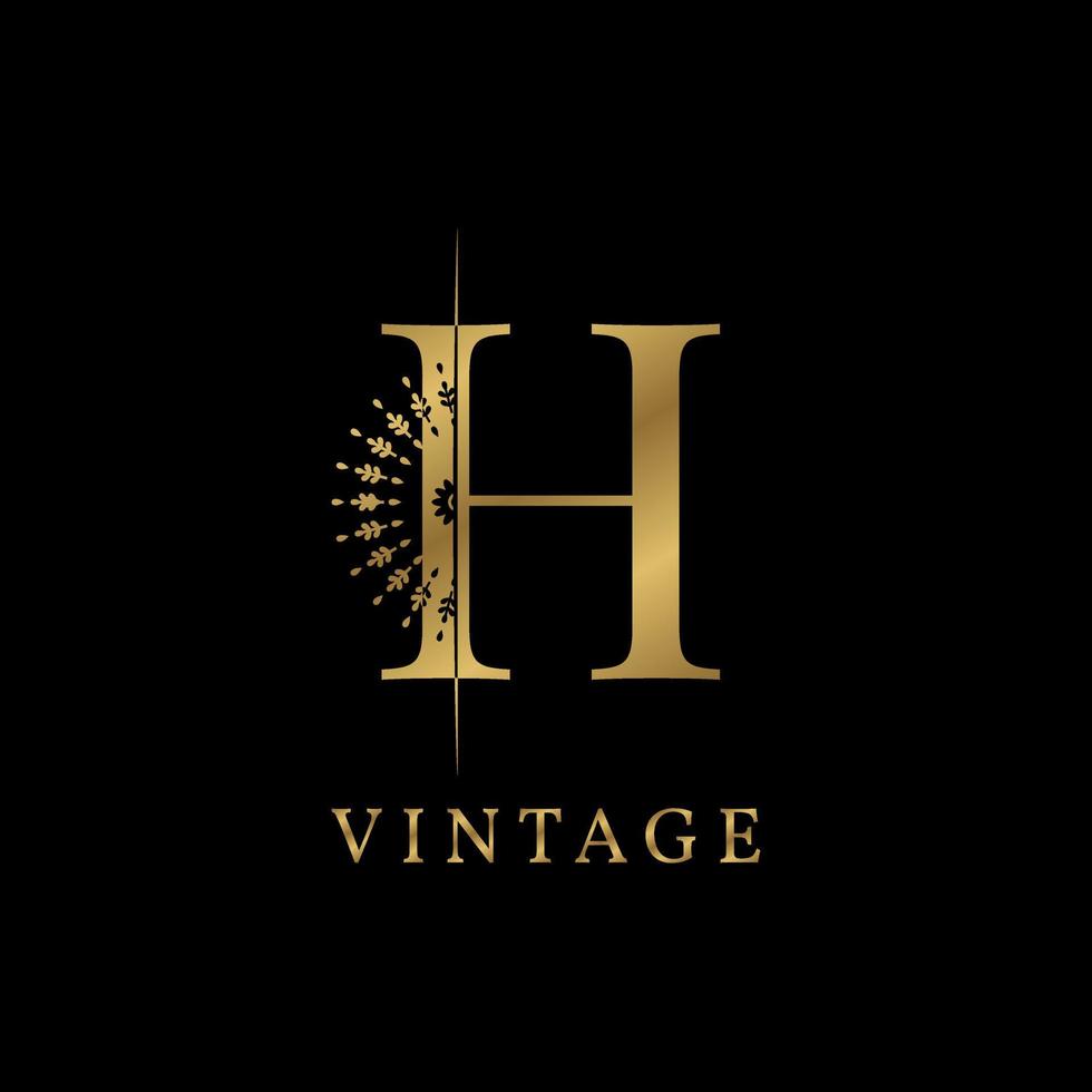 letra h decorativa vintage dourada vetor