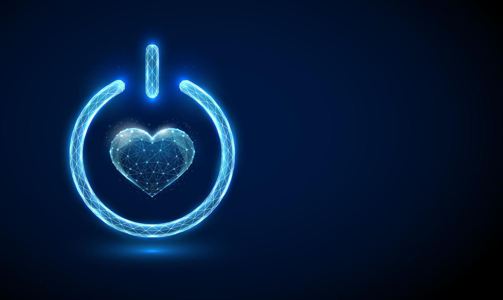 forma abstrata de coração azul no botão liga / desliga vetor