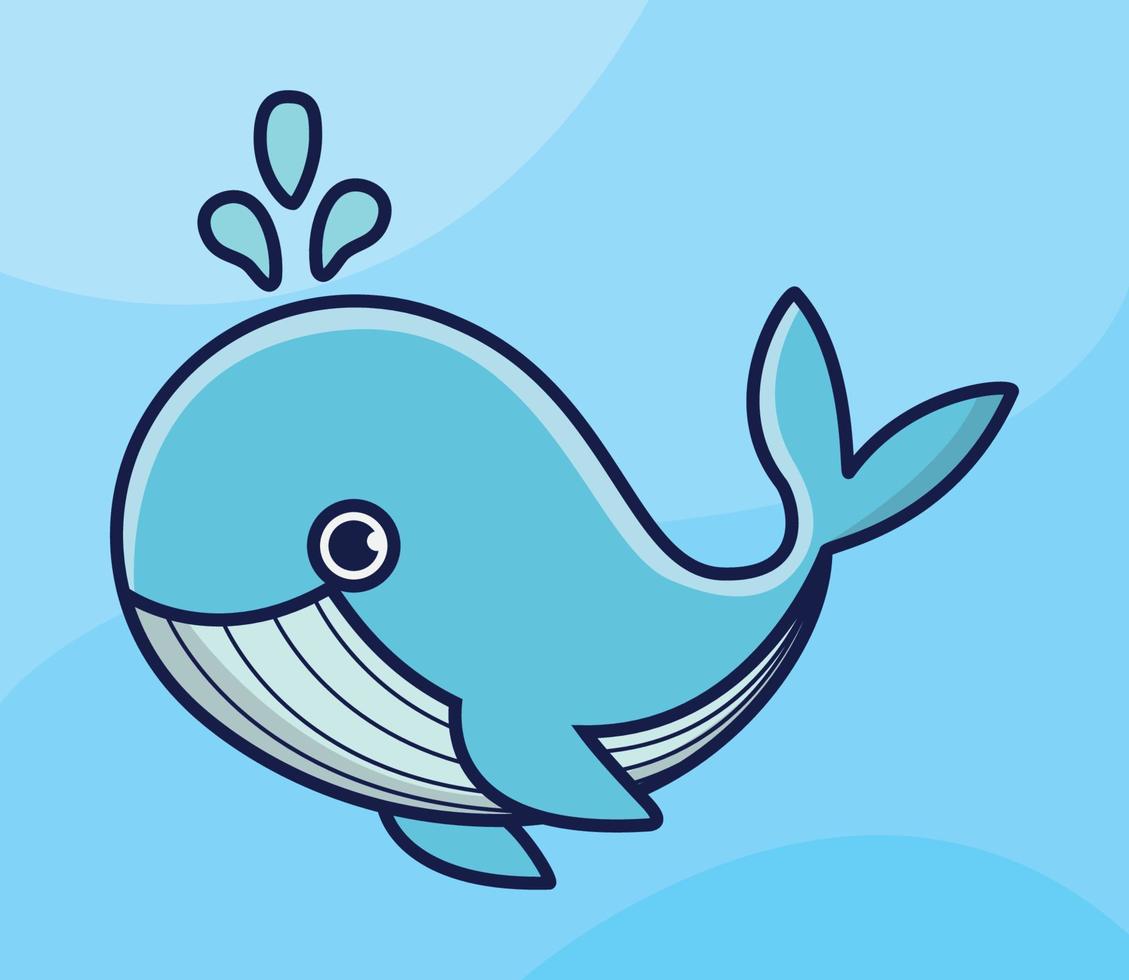 ilustração de ícone de vetor dos desenhos animados de baleia bonitinha. natureza animal ícone conceito isolado vetor premium.