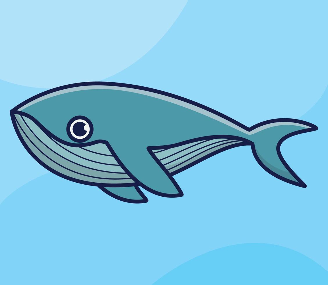 ilustração de ícone de vetor dos desenhos animados de baleia bonitinha. natureza animal ícone conceito isolado vetor premium.