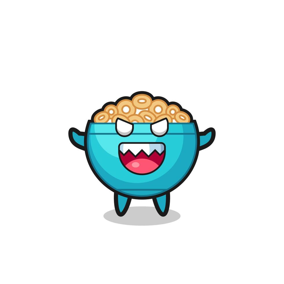 ilustração do personagem de mascote de tigela de cereal do mal vetor