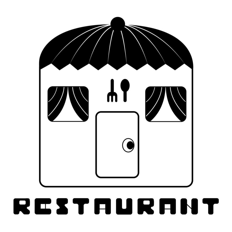 restaurante, prédio preto e branco vetor