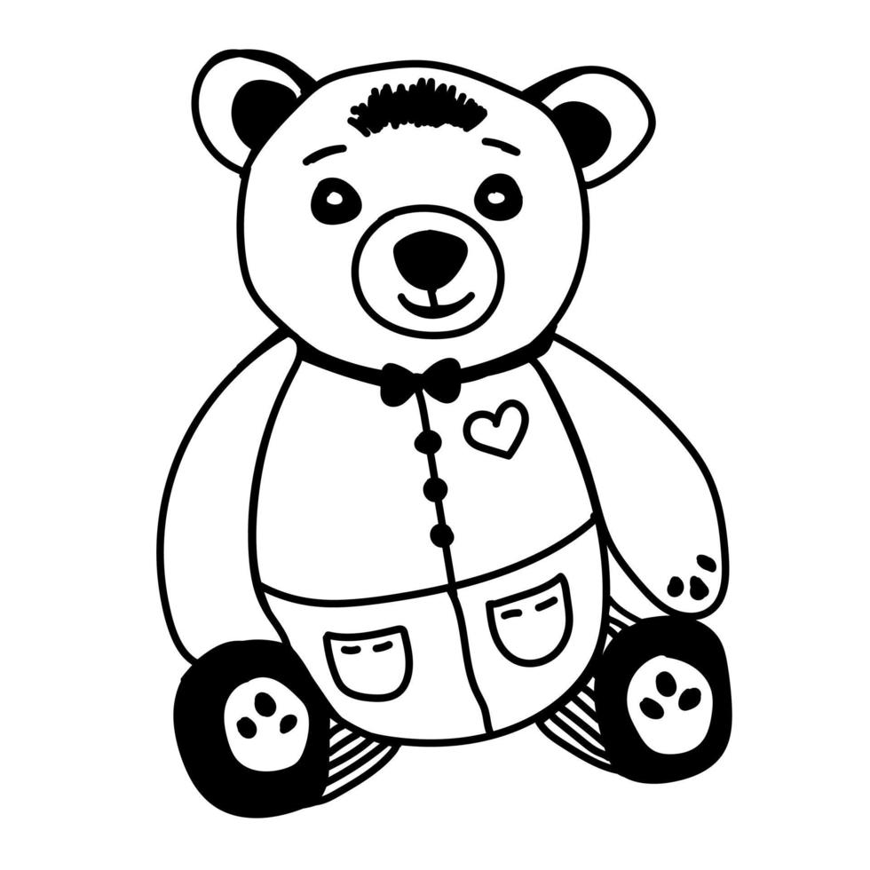 urso, ilustração em preto e branco vetor