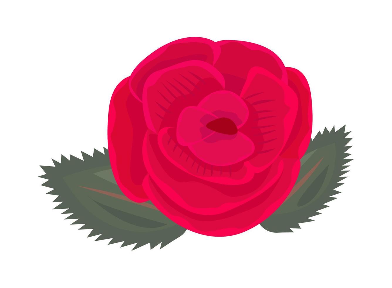 única rosa vermelha com folhas vetor
