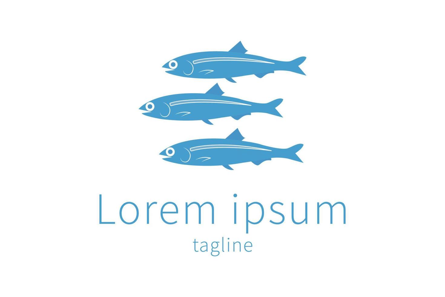 ícone de logotipo de peixe anchova vetor