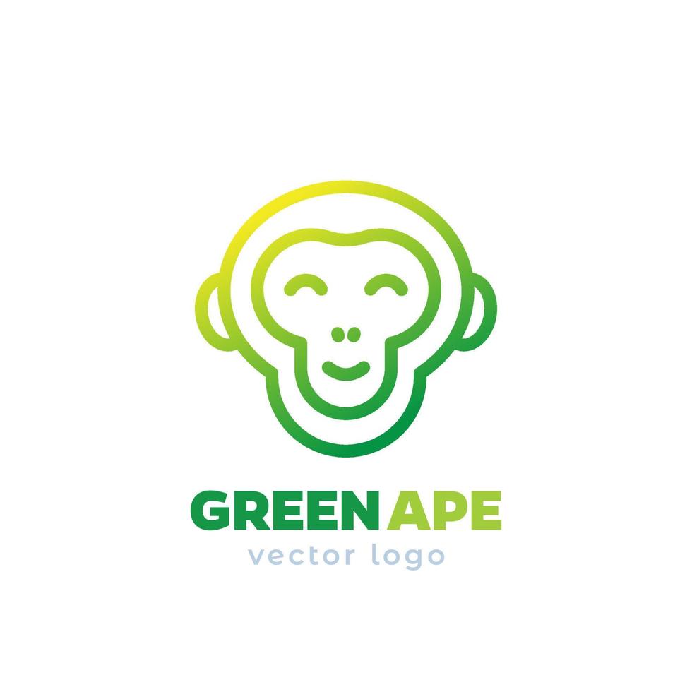 macaco, design de logotipo de chimpanzé em estilo de linha vetor