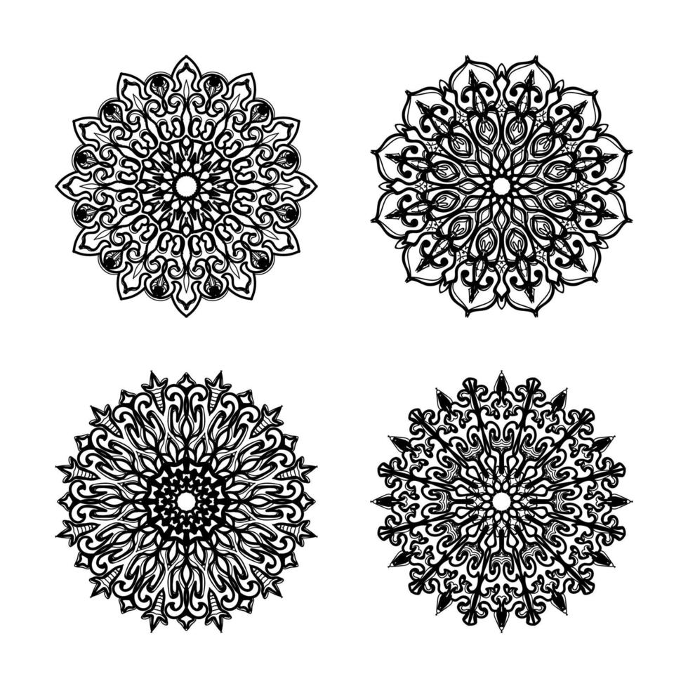 padrão circular de coleções na forma de uma mandala para henna, tatuagens. página do livro para colorir. vetor