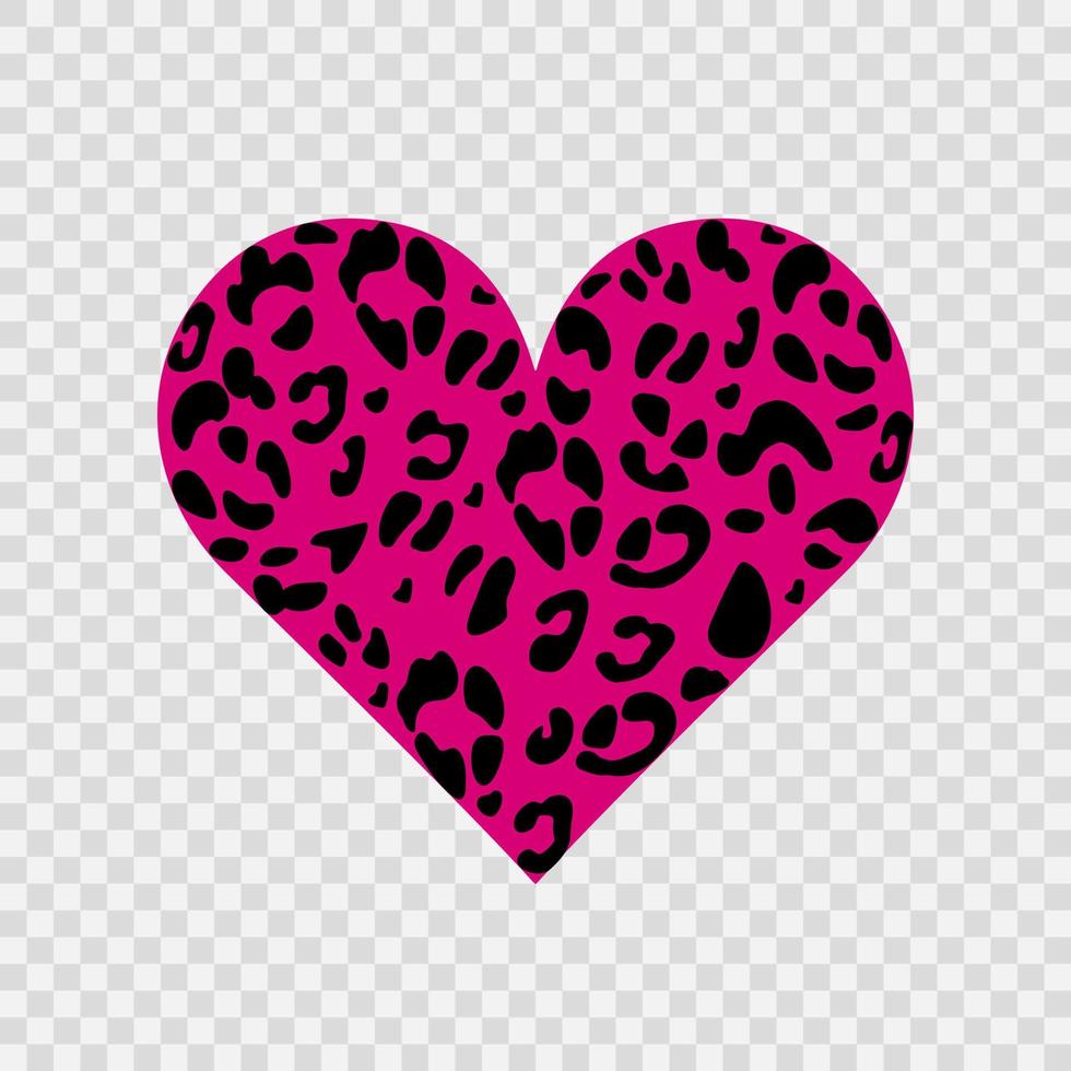 coração de leopardo rosa. estampa animalesca. símbolo do amor. adequado para impressão em uma t-shirt. ilustração vetorial desenhada à mão. vetor