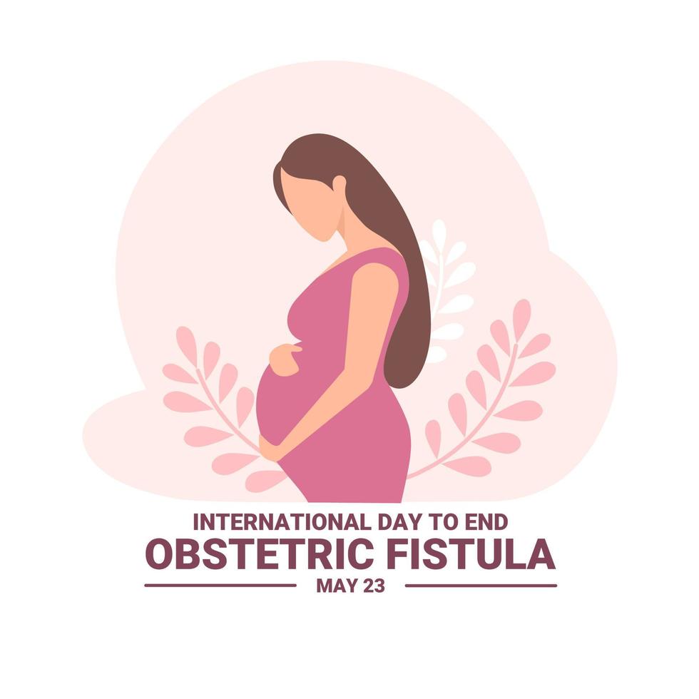 ilustração de mulher grávida, como um banner, pôster ou modelo dia internacional para acabar com a fístula obstétrica. vetor