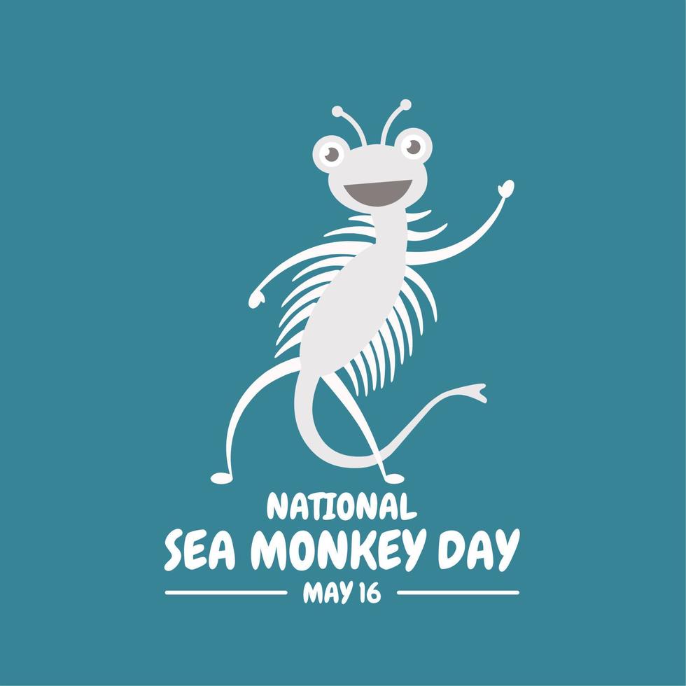 personagem de desenho animado de macaco do mar bonito isolado em fundo azul como banner do dia nacional do macaco do mar. ilustração vetorial. vetor