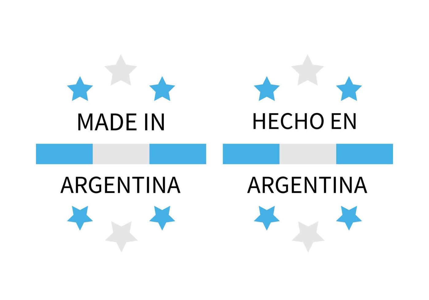 fabricado na argentina rótulos em inglês e em espanhol. ícone de vetor de marca de qualidade. perfeito para design de logotipo, etiquetas, emblemas, adesivos, emblema, pacote de produtos