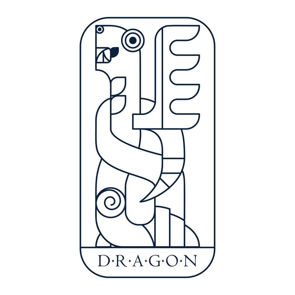 dragão viking alado fantasia. cartão medieval manuscrito vetor