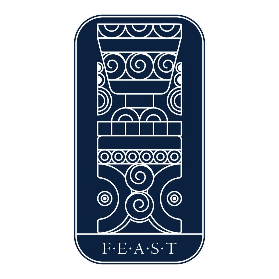 copo e mesa de cálice viking. emblema de festa de fantasia azul escuro vetor