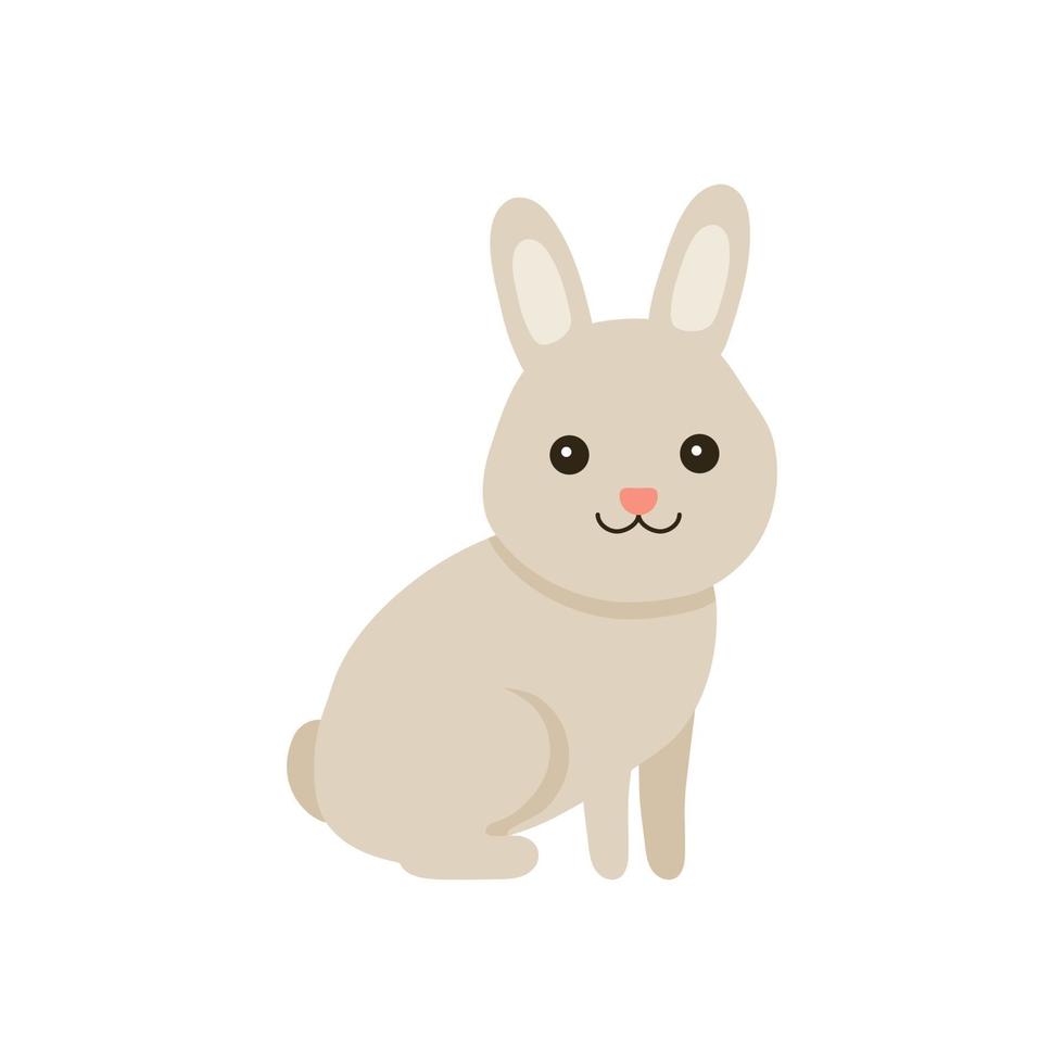 coelho bebê fofo ou animal de estimação de lebre para design de páscoa. coelho animal em estilo cartoon. coelho senta. ilustração vetorial vetor