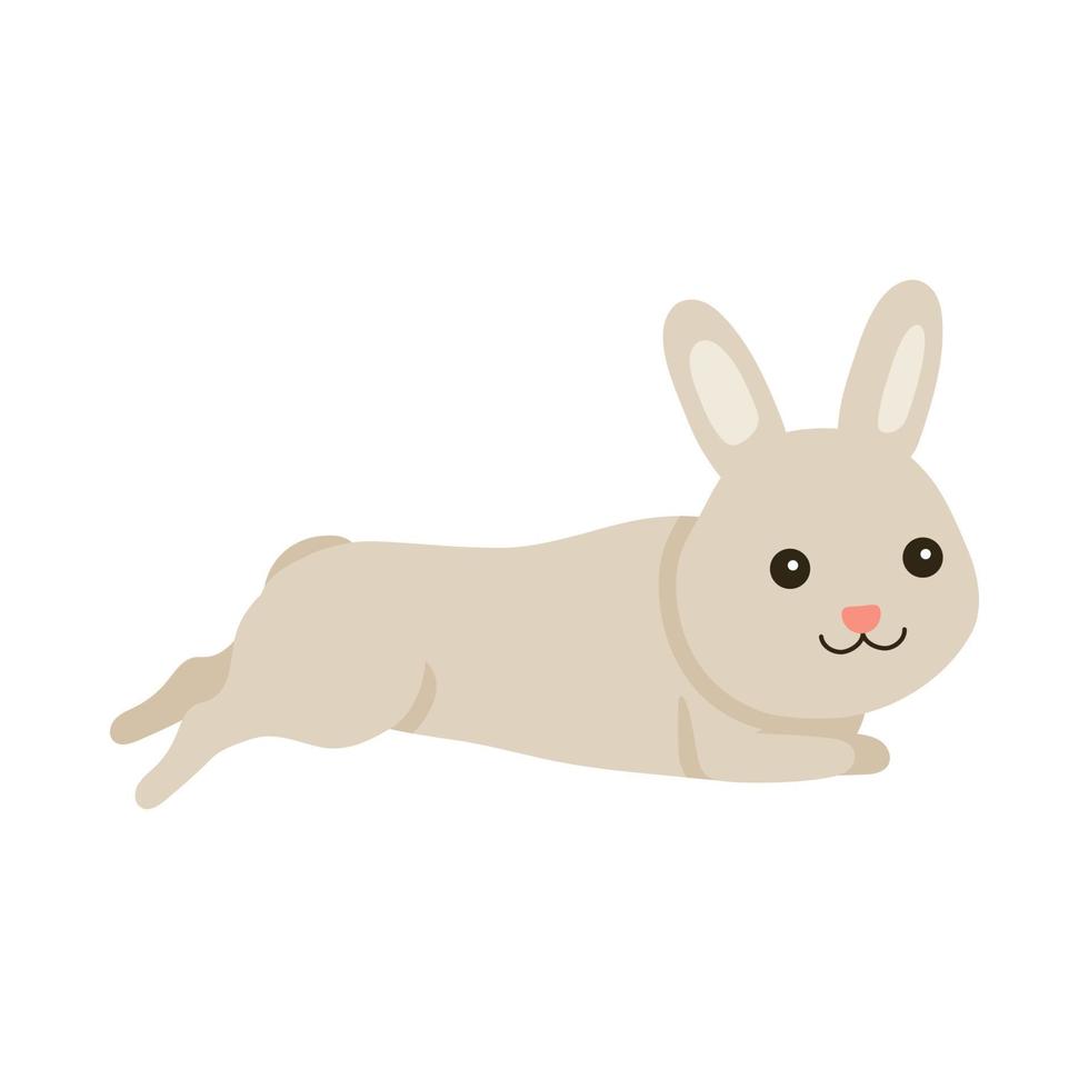 coelho bebê fofo ou animal de estimação de lebre para design de páscoa. coelho animal em estilo cartoon. descanso de coelho. ilustração vetorial vetor