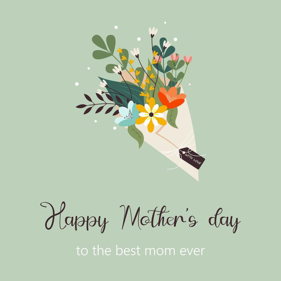 cartão de dia das mães com lindas flores. ilustração vetorial. vetor