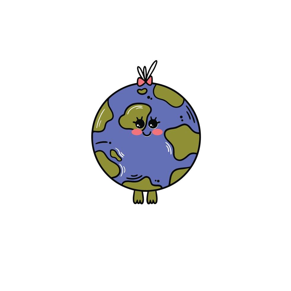 globo plano de desenho animado a sorrir. feliz Dia da Terra. feliz e engraçado emoji de terra. vetor