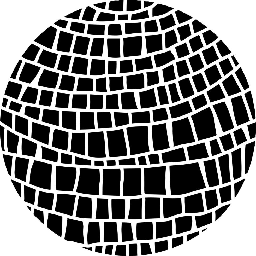 objeto de forma de silhueta preta de bola de discoteca isolado vetor