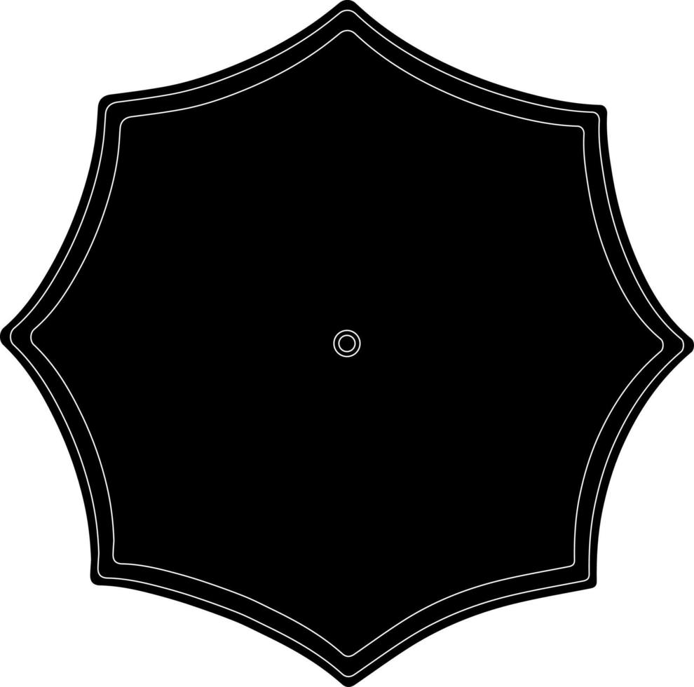 vista superior do guarda-chuva aberto isolado ilustração vetorial preto silhueta desenho à mão esboço vetor