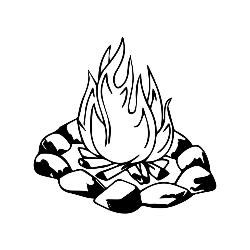 fogo fogueira vetor de fogueira isolado mão desenhada