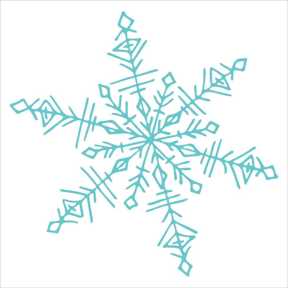 clipart de floco de neve desenhado à mão bonito. ilustração vetorial doodle. design moderno de natal e ano novo. para impressão, web, design, decoração, logotipo. vetor