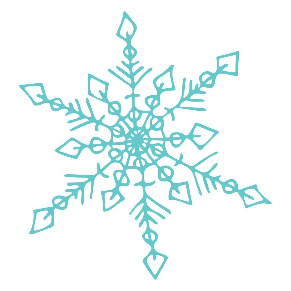 clipart de floco de neve desenhado à mão bonito. ilustração vetorial doodle. design moderno de natal e ano novo. para impressão, web, design, decoração, logotipo. vetor